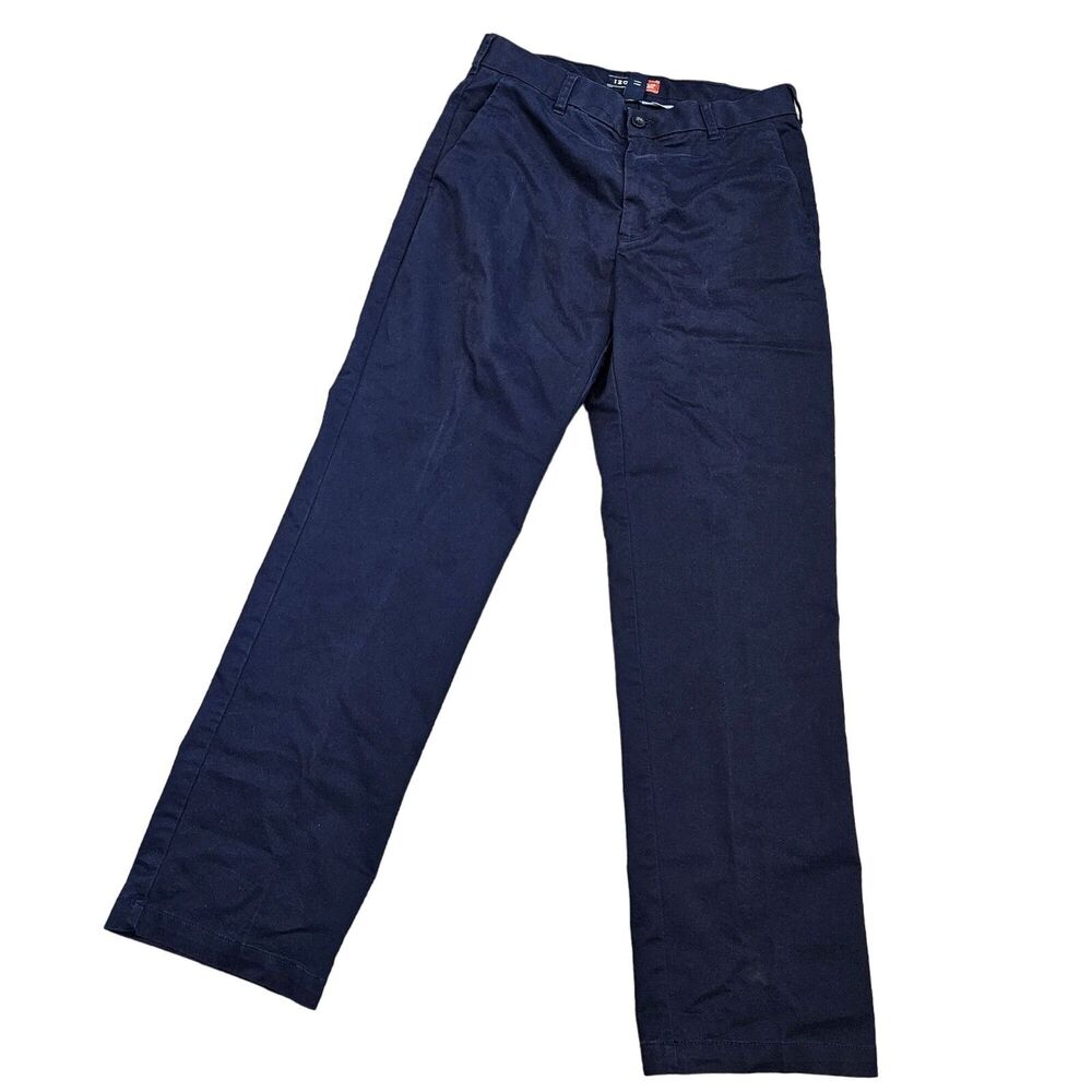 IZOD Classic Men's Dark Blue Chino Pants Flat Front Size 32X34 Cotton Blend